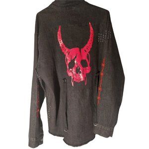 Gothic Demon Hunter Skull Denim Jacket ..unisex